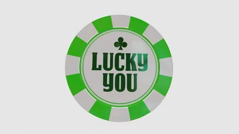 Stack of Green Lucky You Casino Poker Chips, with alpha channel. Stock-Footage 335892602