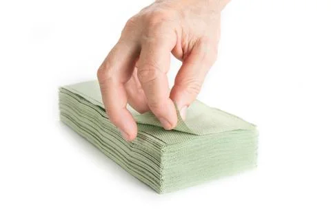 Stack of green paper towel on the white Stock Photos