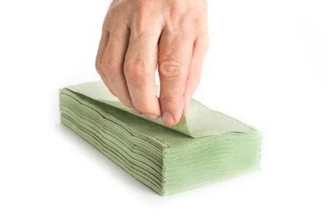 Stack of green paper towel on the white Stock Photos
