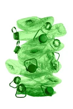 Stack of green plastic bottles Foto stock