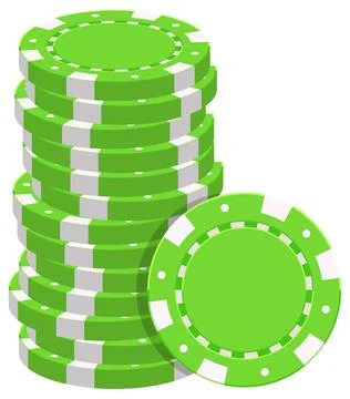 Stack of Green Poker Chips Vector Illustration for Casino Gaming Stock Illustration