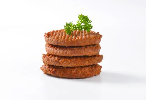 Stack of Grilled Beef Burger Patties Foto stock