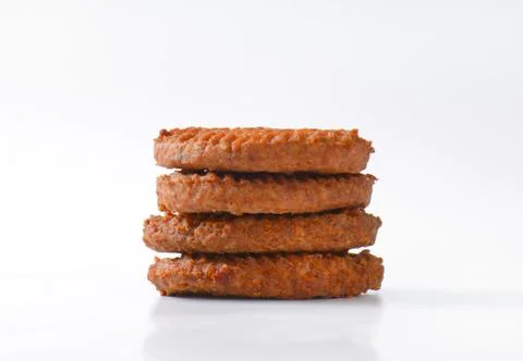 Stack of Grilled Beef Burger Patties Foto stock