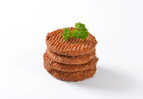 Stack of Grilled Beef Burger Patties Foto stock
