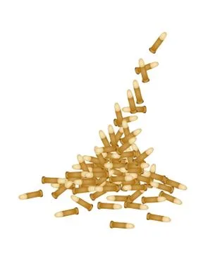 Stack of Gun Bullets on White Background Illustrazione stock