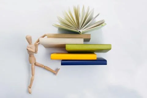 Stack of hadrback books. Library education concept. Back to school. Copy space Stock-Fotos