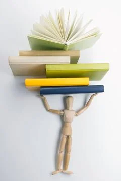 Stack of hadrback books. Library education concept. Back to school. Copy space Stock Photos