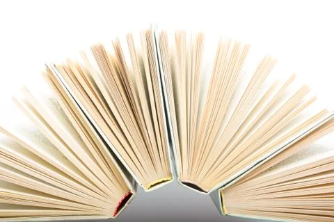 Stack of hadrback books on white background. Library education concept. Back to 스톡 사진