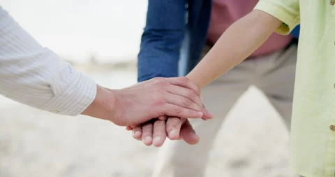 Stack of hand, people or motivation as team building, energy or collaboration Stock Footage 269020424