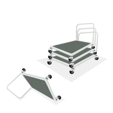 Stack of Hand Truck or Dolly on White Background 스톡 일러스트