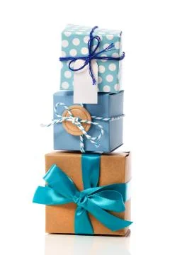 Stack of handcraft gift boxes 写真素材