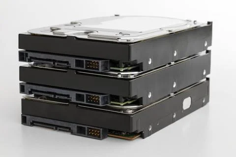 Stack of hard drives, 3.5 inch hard drives with SATA interface Stock Photos