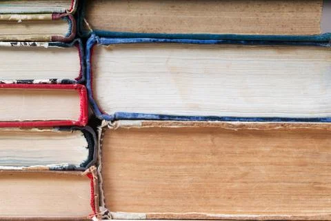 Stack of hardback books, close-up Stock Photos