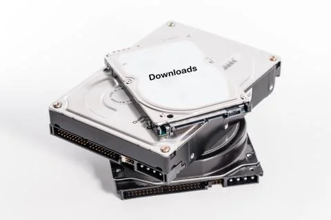 Stack of harddrives on white background Stock Photos
