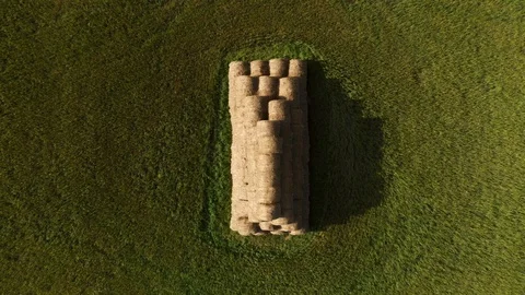 A stack of hay aerial footage Stock Footage 112875138