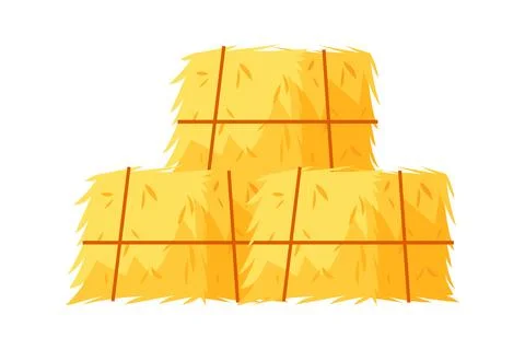 Stack of hay bales creating a pyramid shape isolated on white background Stock Illustration
