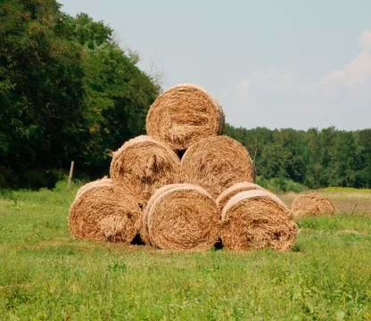 Stack of Hay Bales Stock Photos