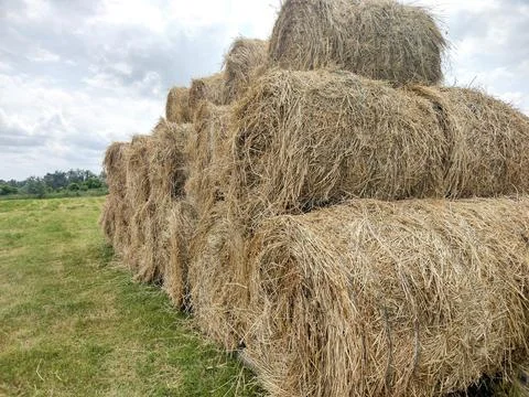 Stack of hay bales in Romania Stock-Fotos