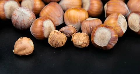 Stack of hazelnuts. Food background Stock Footage 111065872