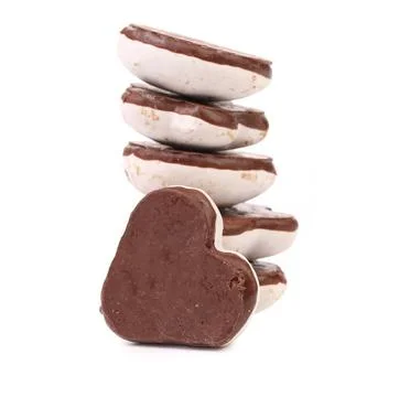  Stack of heart shape chocolate meringues. Stack of heart shape chocolate ... Stock Photos