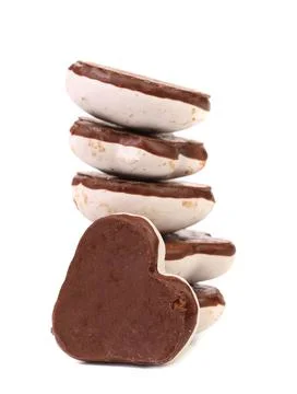  Stack of heart shape chocolate meringues. Stack of heart shape chocolate ... Stock Photos