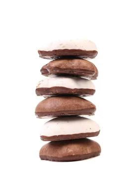  Stack of heart shape chocolate meringues. Stack of heart shape chocolate ... Stock Photos