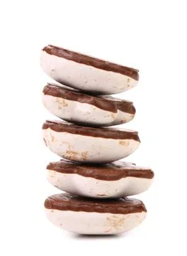  Stack of heart shape chocolate meringues. Stack of heart shape chocolate ... Stock Photos