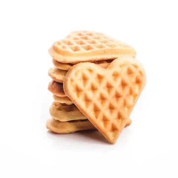 Stack of heart shaped waffles Stock Photos