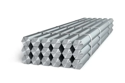 Stack of hexagon bars 3D Stock Illustration
