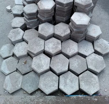 Stack of hexagon brick stone Stock Photos