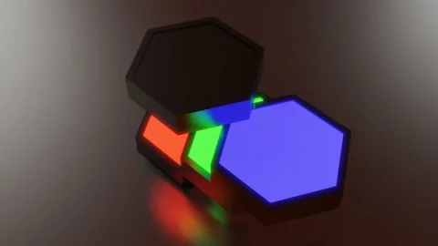 The stack of hexagonal figures is dispersed and reassembled. looped animated bac Video stock 155481213