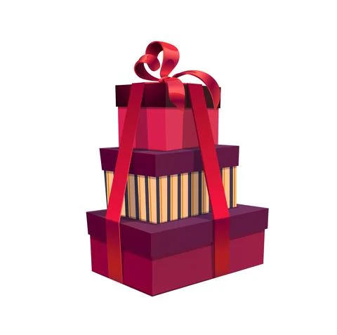 Stack of holiday gifts, vector square boxes pile Stock Illustration