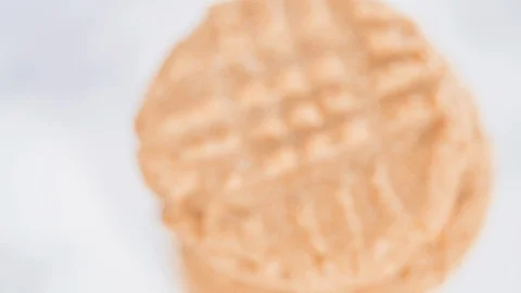 Stack of home made freshly baked peanut butter cookies. Stock Footage 126054945