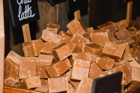 A stack of homemade caramel. Stock Photos