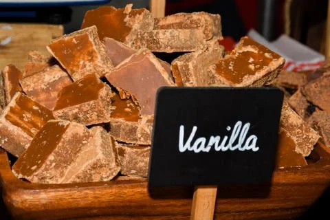 A stack of homemade caramel. Stock Photos
