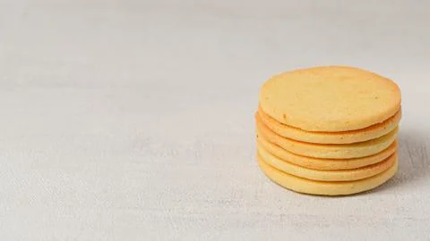 Stack of homemade cookies. Copy space. Healthy snack for kids. Stock Photos