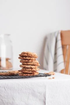 Stack of homemade oat cookies Stock Photos