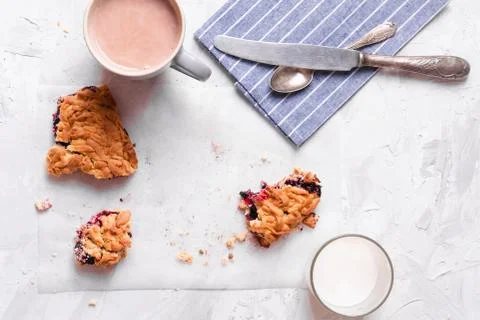 Stack of homemade pieces of cake with fresh jam. Stock Photos