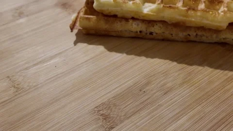 Stack of Homemade Waffles Stock-Footage 347907740