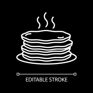 Stack of hot pancakes white linear icon for dark theme 스톡 일러스트
