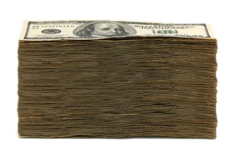 A stack of hundred dollar bills Stock Photos