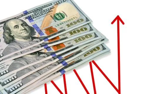 Stack of hundred dollar bills U.S. on white background Stock Photos