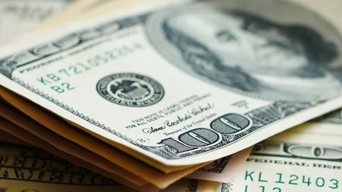 Stack of hundred dollars bills Stock Footage 86616328