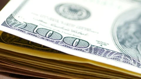Stack of hundred dollars bills Stock Footage 86616354