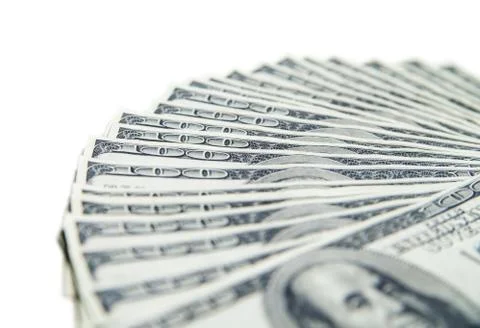 Stack of hundred dollars close-up Stock Photos