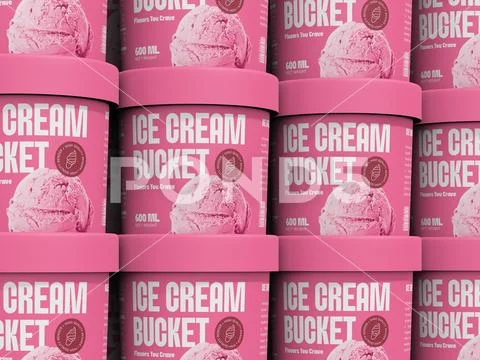 Stack of Ice Cream Cup Mockup PSD Template