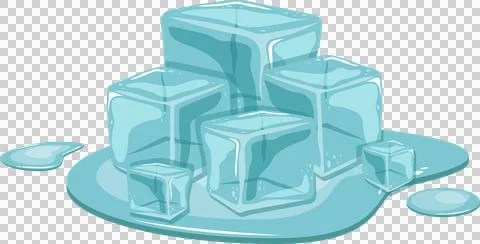 A stack of ice cubes are melting on a surface. The illustration has a simpl.. Stock Illustration