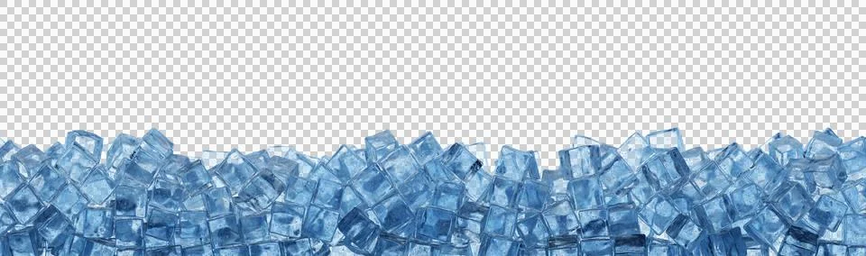 Stack of ice cubes isolated on a transperent background. Png Stock Illustration