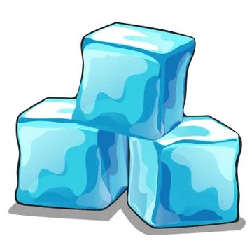 Stack of ice cubes isolated on white background. Vector cartoon close-up Stock Illustration
