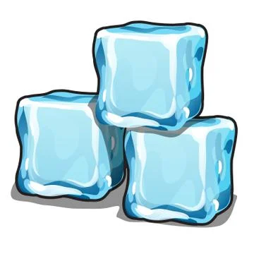 Stack of ice cubes isolated on white background. Vector cartoon close-up Stock Illustration
